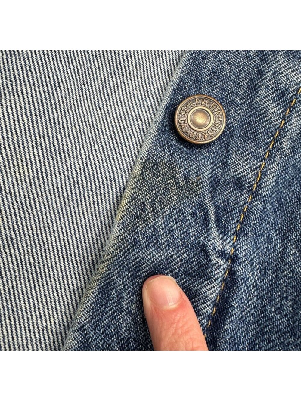 Vintage Levis Jacket Medium Blue Jean Denim Trucker Western 1980s USA Retro - Picture 10 of 11